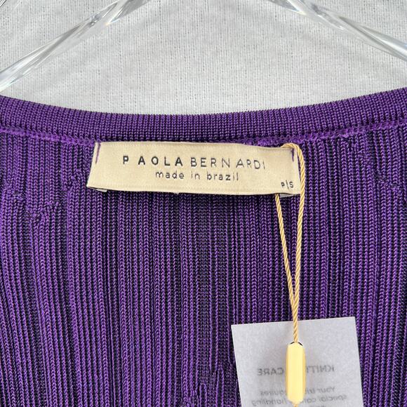 PAOLA BERNARDI Andressa Cropped Cardigan Small Purple Sparkle Knit Long Sleeve - Picture 8 of 12